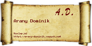 Arany Dominik névjegykártya